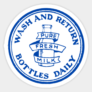 Wash And Return Vintage Milk Bottle Cap Sticker